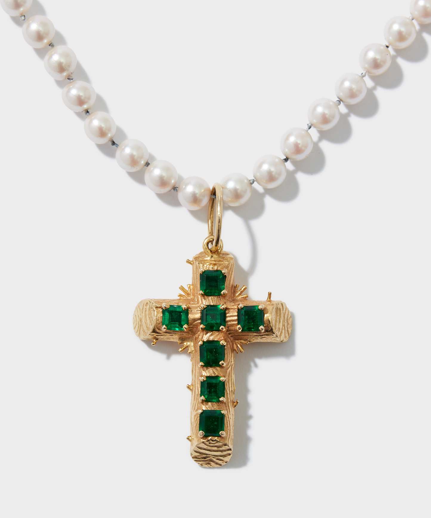 14k Gold Cross With Fresh Water Pearl Necklace
