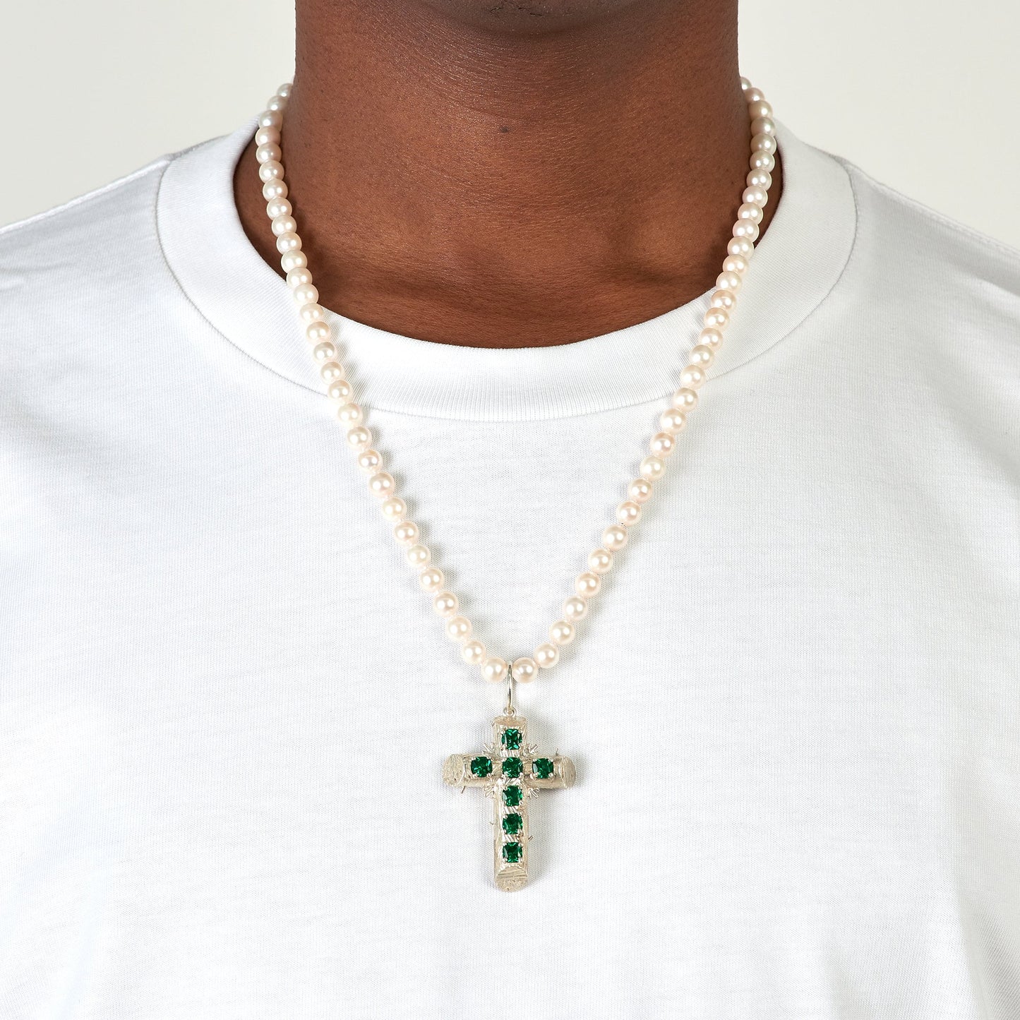 14k Gold Cross With Fresh Water Pearl Necklace